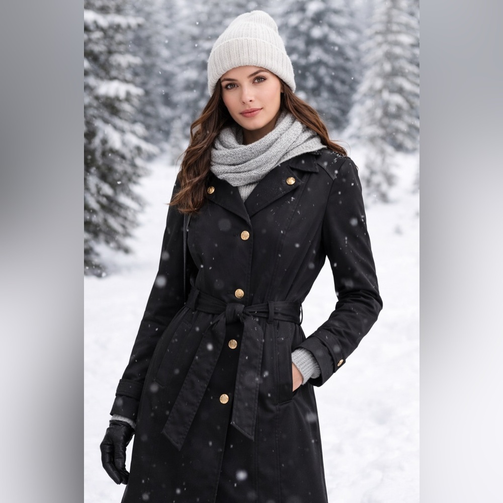 Marc New York Andrew Marc Black Belted Trench Coat Women’s Medium